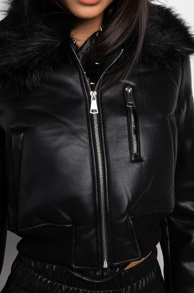 DELUCA BONDED FABRIC MOTO JACKET