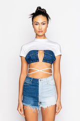 JEUNE POCKET DETAIL CUTOUT CROP TEE