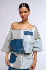 DENIM DREAMS ZIPPER DETAIL SWEATSHIRT