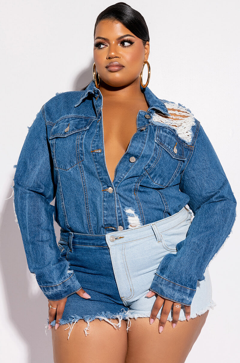 DEPENDS ON MY MOOD TWO TONE HIGH RISE FRAYED JEAN SHORTS
