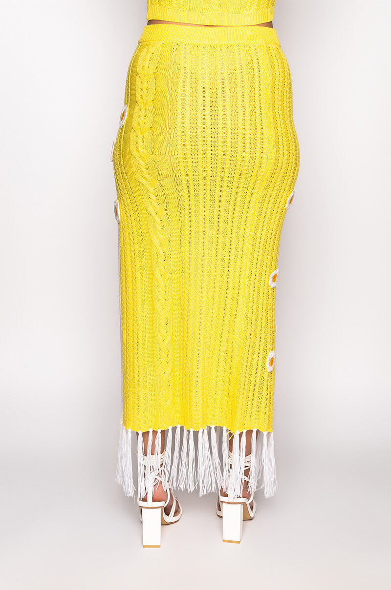 DESTINATION PARADISE DAISY CROCHET MAXI SKIRT