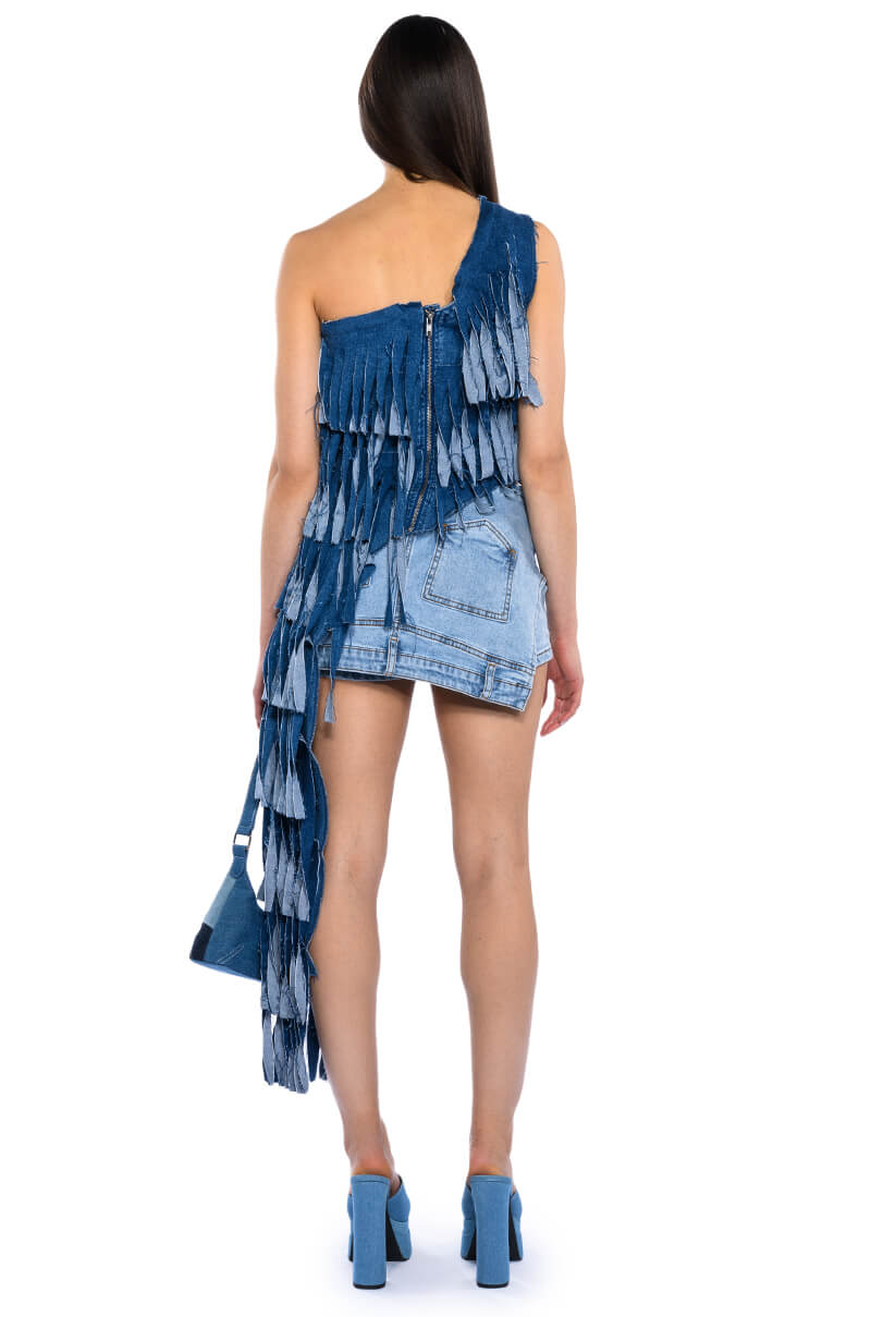 DESTINY DISTRESSED DENIM TOP
