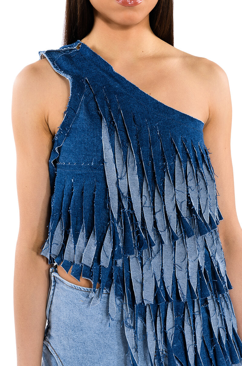 DESTINY DISTRESSED DENIM TOP