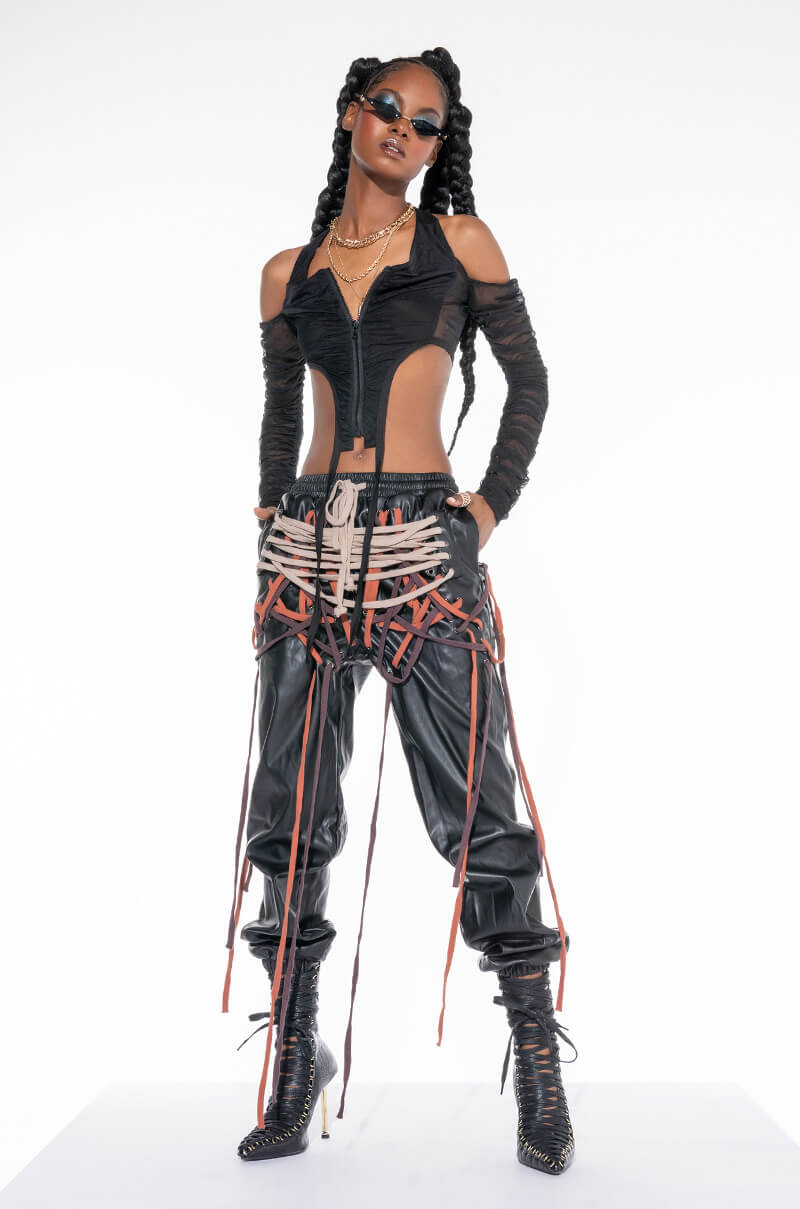 DIABOLICAL RUCHED LONG SLEEVE MESH BLOUSE