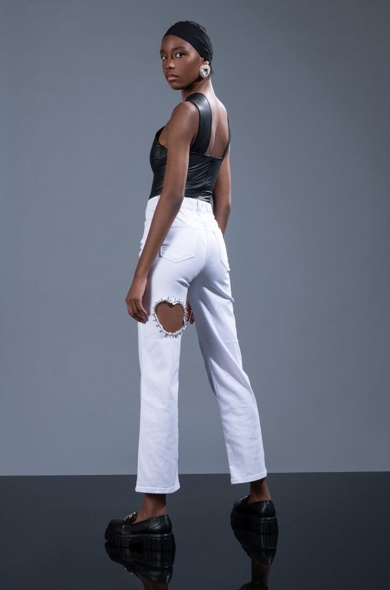 DIAMOND HEART WIDE LEG JEANS