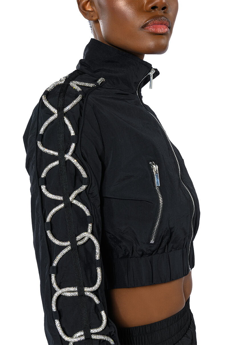 DIAMOND LACE UP TRACK JACKET