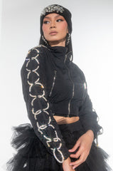 DIAMOND LACE UP TRACK JACKET