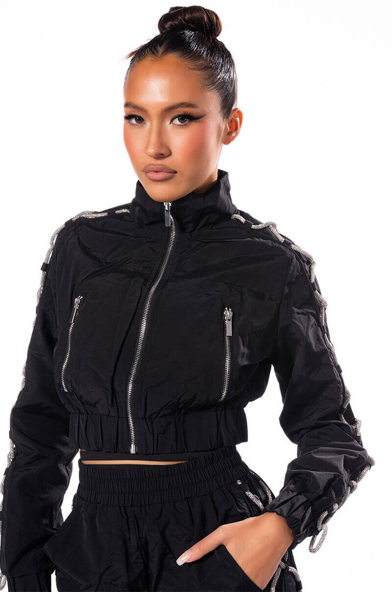DIAMOND LACE UP TRACK JACKET