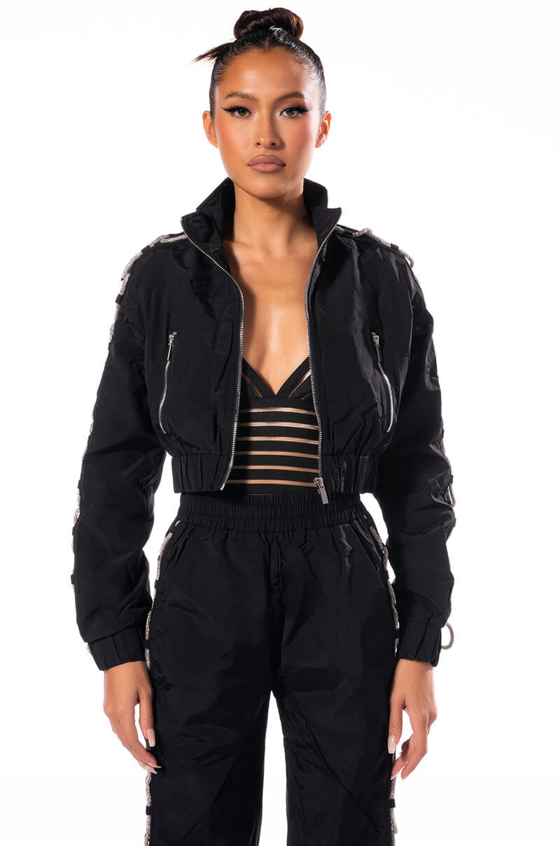 DIAMOND LACE UP TRACK JACKET