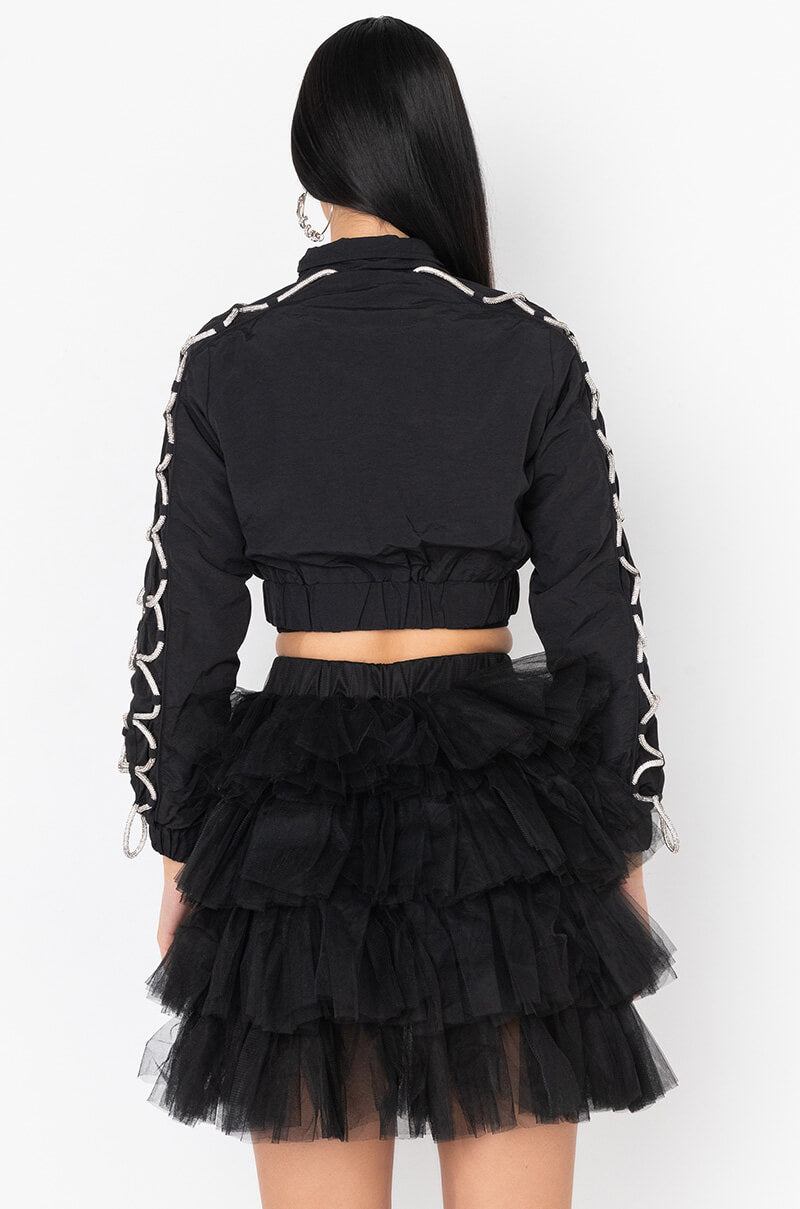 DIAMOND LACE UP TRACK JACKET