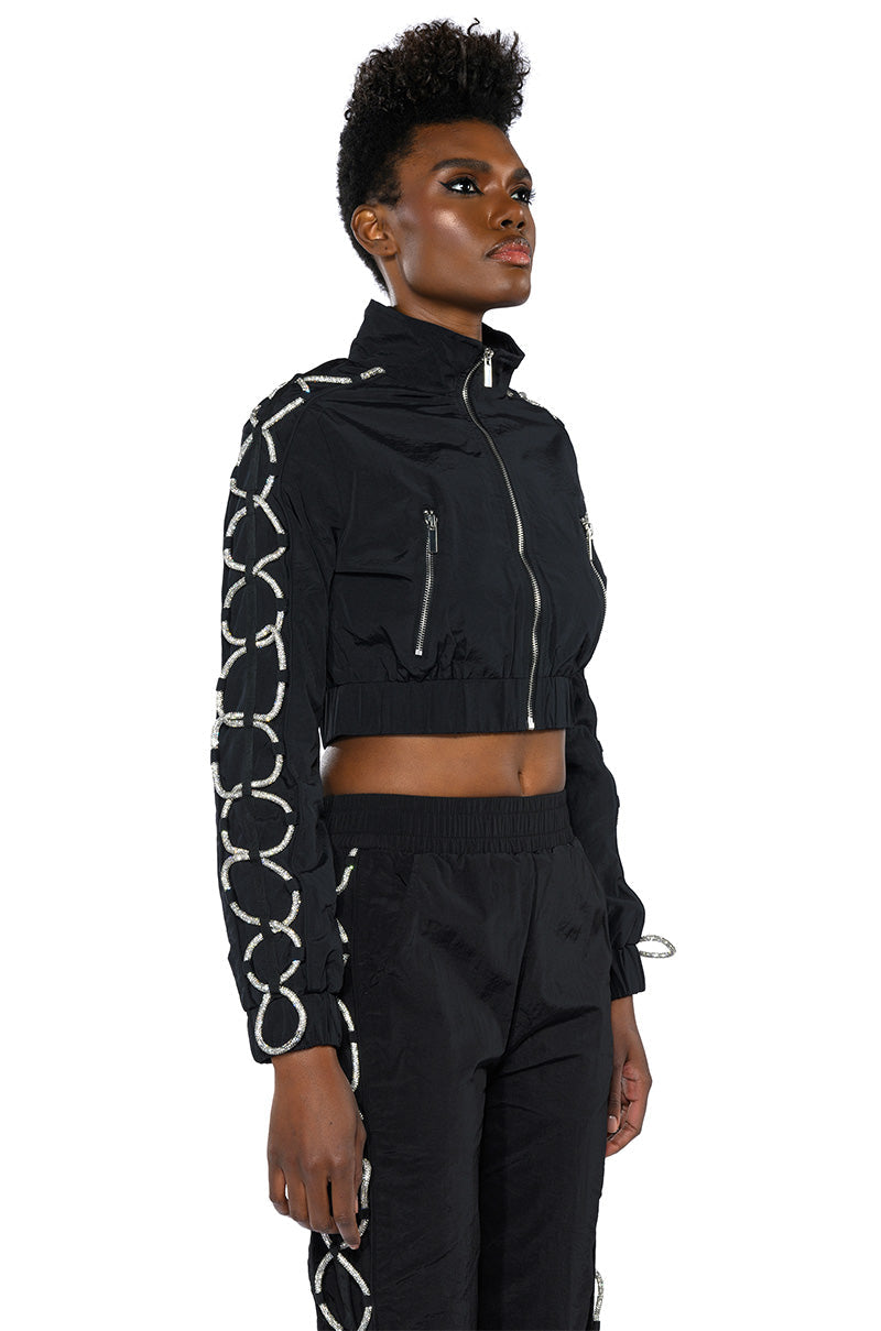 DIAMOND LACE UP TRACK JACKET
