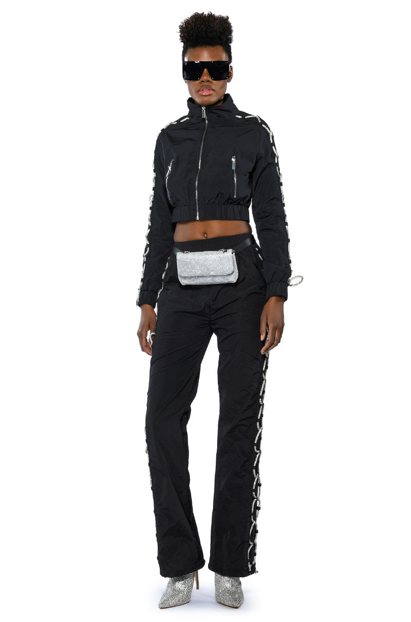 DIAMOND LACE UP TRACK JACKET