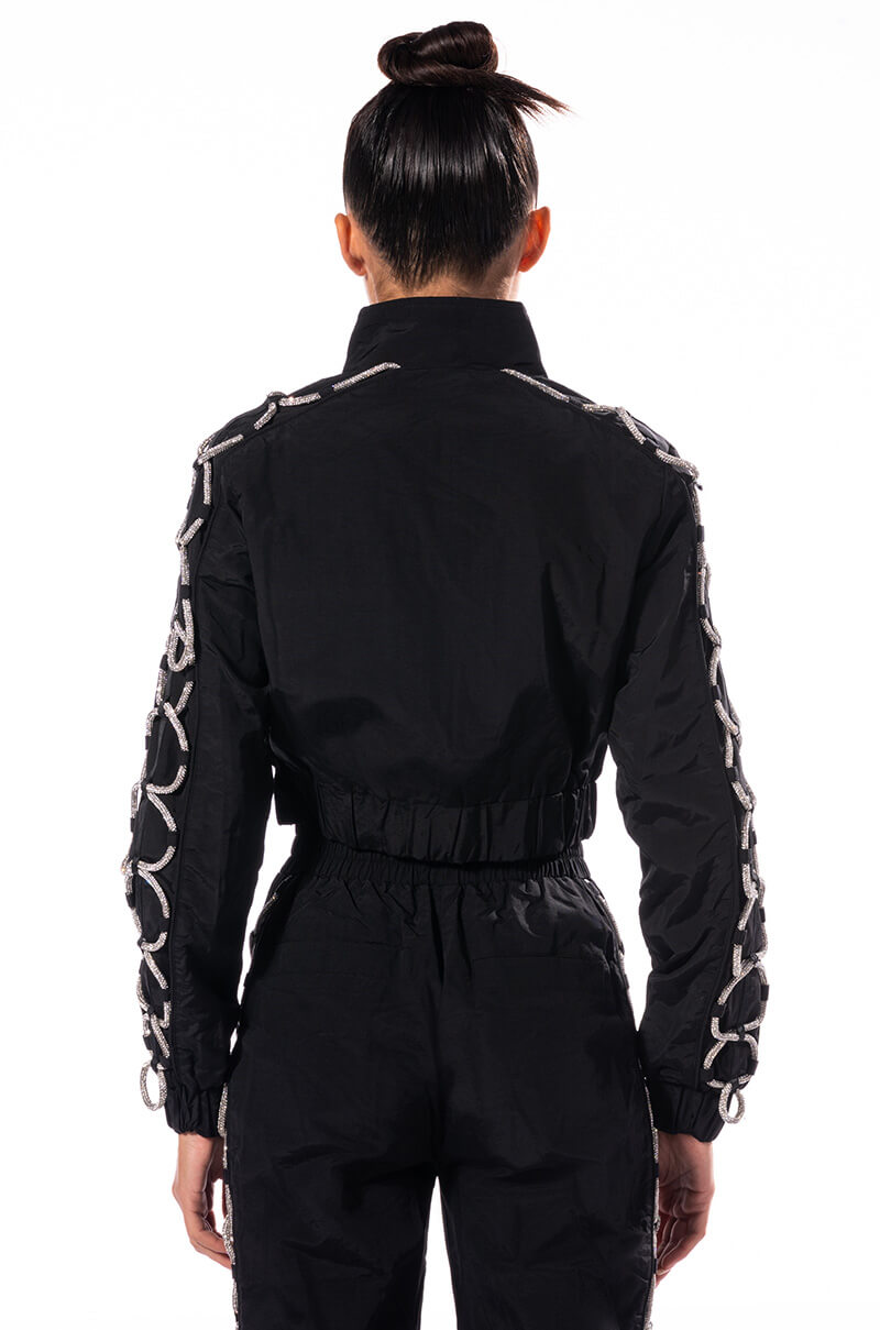 DIAMOND LACE UP TRACK JACKET