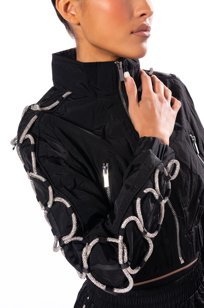 DIAMOND LACE UP TRACK JACKET