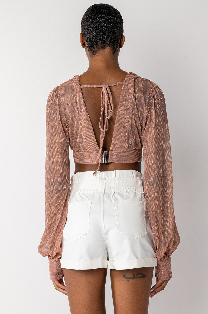 ELLA DEEP V LONG SLEEVE BODYSUIT WITH CUTOUTS