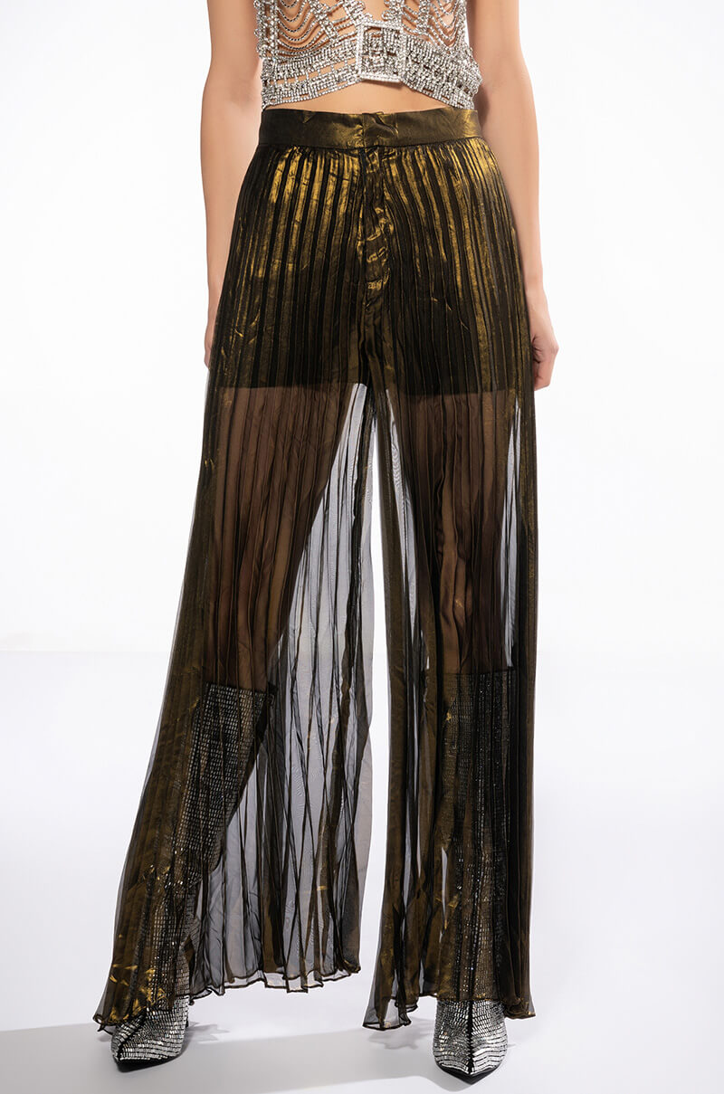 DISCO FLAIR PLEATED WIDE LEG PANTS