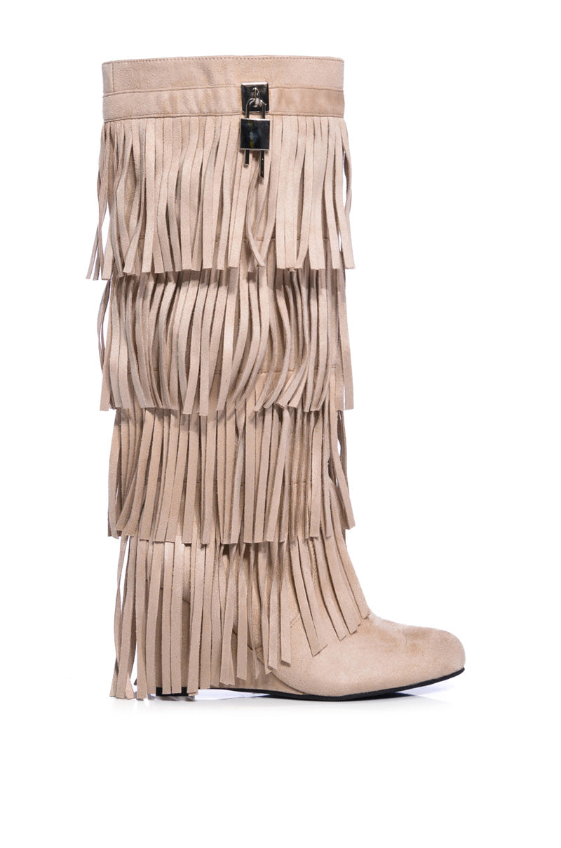 DIXIE FRINGE FOLD OVER BOOT IN KHAKI