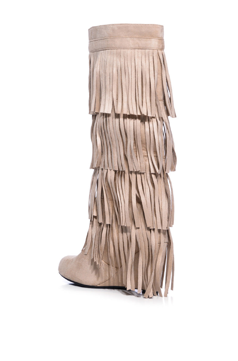 DIXIE FRINGE FOLD OVER BOOT IN KHAKI