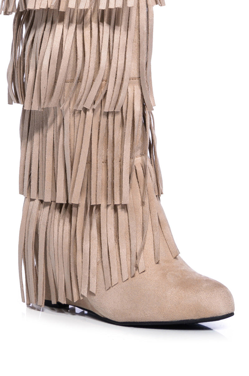 DIXIE FRINGE FOLD OVER BOOT IN KHAKI