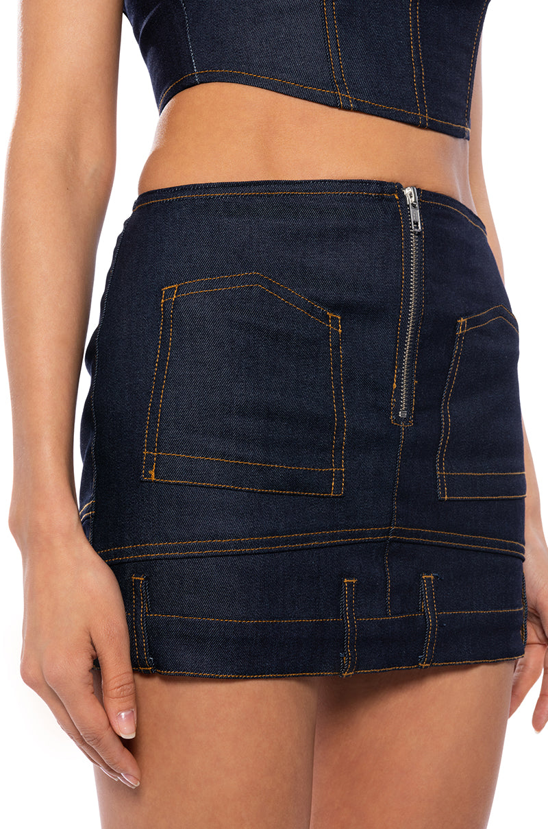 DIXIE RAW DENIM MINI SKIRT