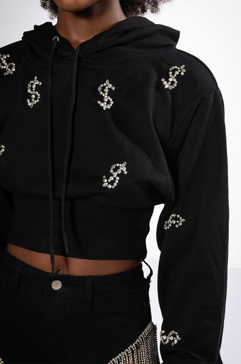 DOLLARS ON MY MIND RHINESTONE SWEATSHIRT