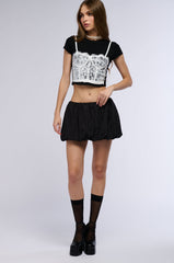 DOLLED UP SHORT SLEEVE GRAPHIC TEE