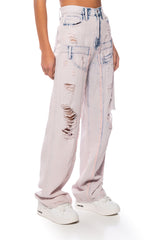 DOLLY PINK ACID WASH RELAXED FIT JEANS