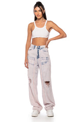 DOLLY PINK ACID WASH RELAXED FIT JEANS