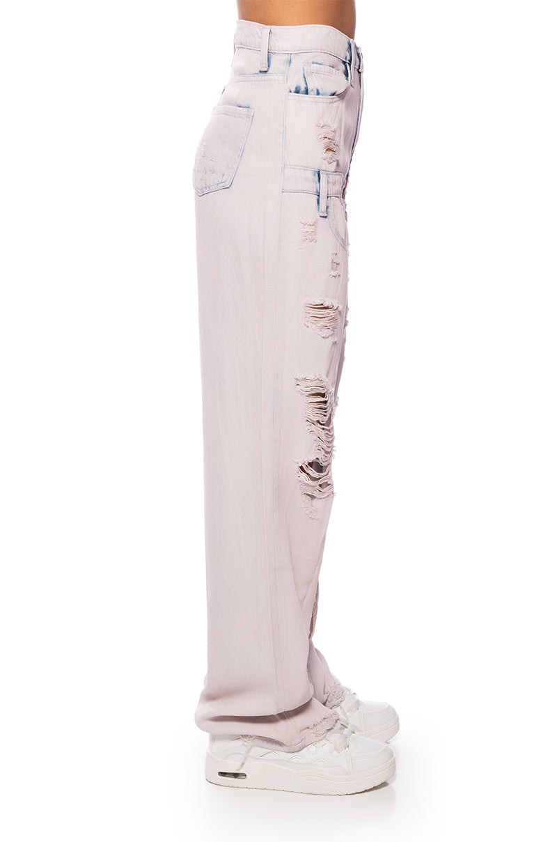 DOLLY PINK ACID WASH RELAXED FIT JEANS