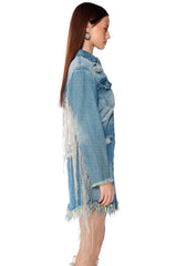 DOLLYS SIS RHINESTONE LONG DENIM JACKET