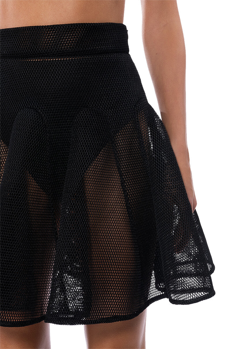 DON'T HATE THE PLAYER PLEATED MESH MINI SKIRT