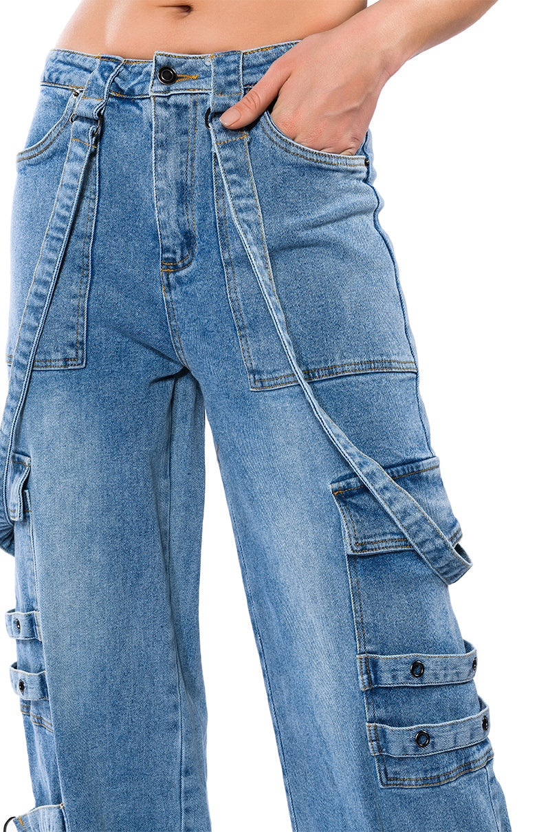 DON'T TAKE HIM BACK HIGH RISE WIDE LEG CARGO PANTS