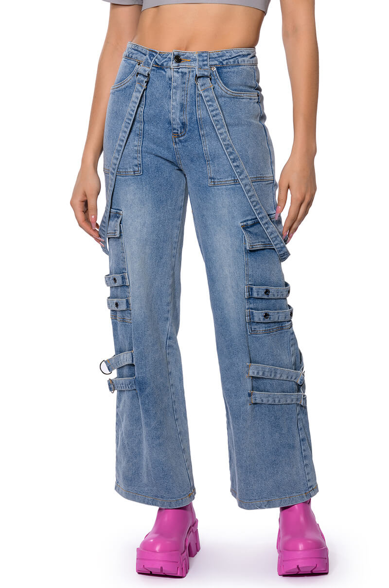 DON'T TAKE HIM BACK HIGH RISE WIDE LEG CARGO PANTS