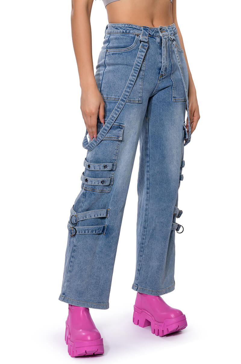 DON'T TAKE HIM BACK HIGH RISE WIDE LEG CARGO PANTS