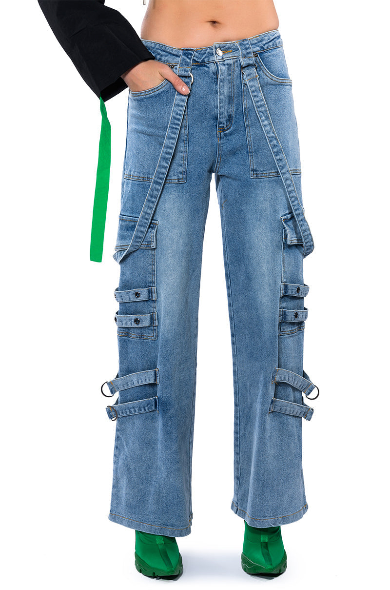 DON'T TAKE HIM BACK HIGH RISE WIDE LEG CARGO PANTS