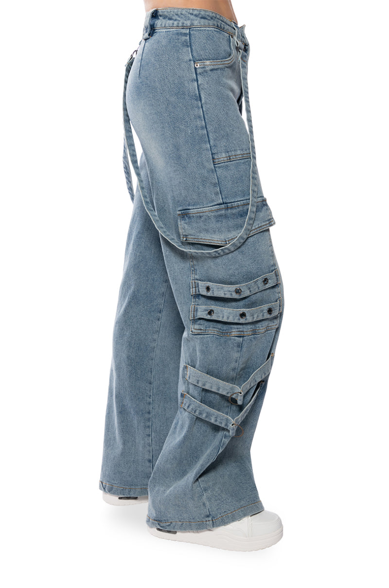 DON'T TAKE HIM BACK HIGH RISE WIDE LEG CARGO PANTS