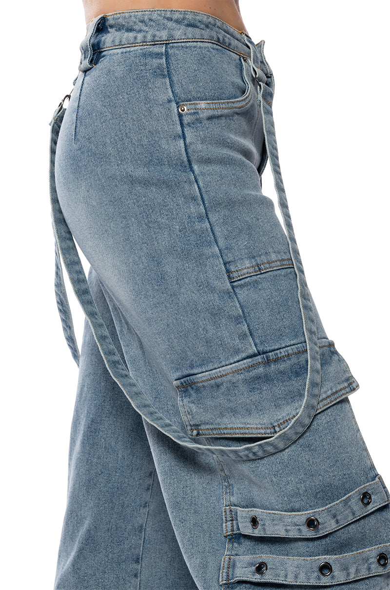 DON'T TAKE HIM BACK HIGH RISE WIDE LEG CARGO PANTS