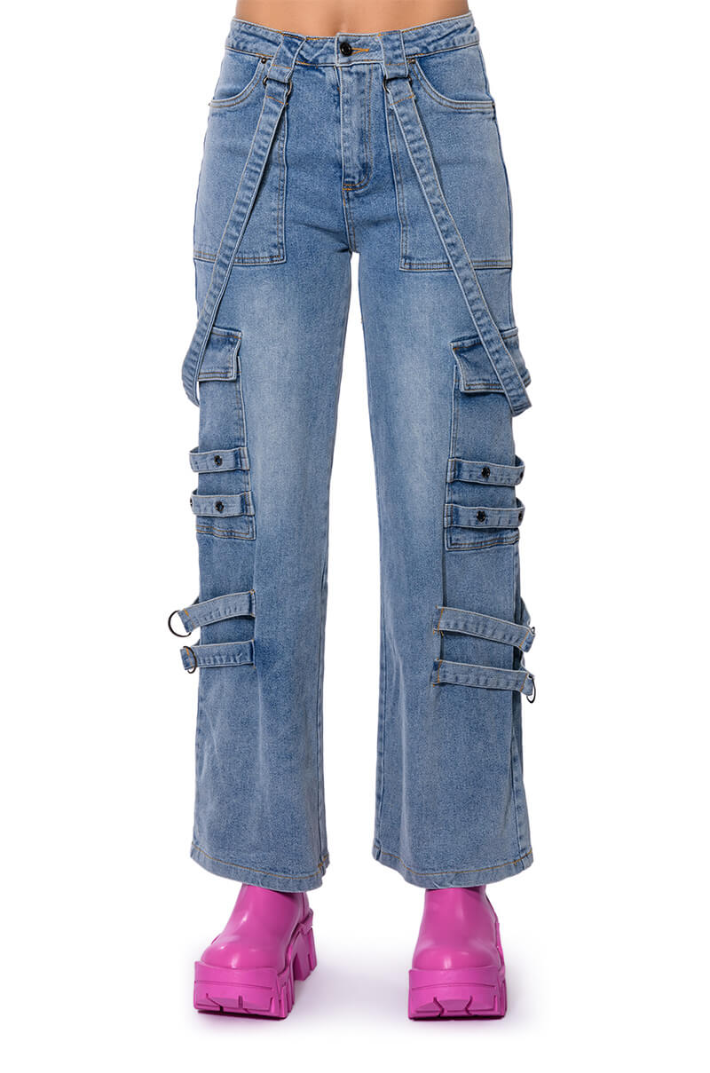 DON'T TAKE HIM BACK HIGH RISE WIDE LEG CARGO PANTS