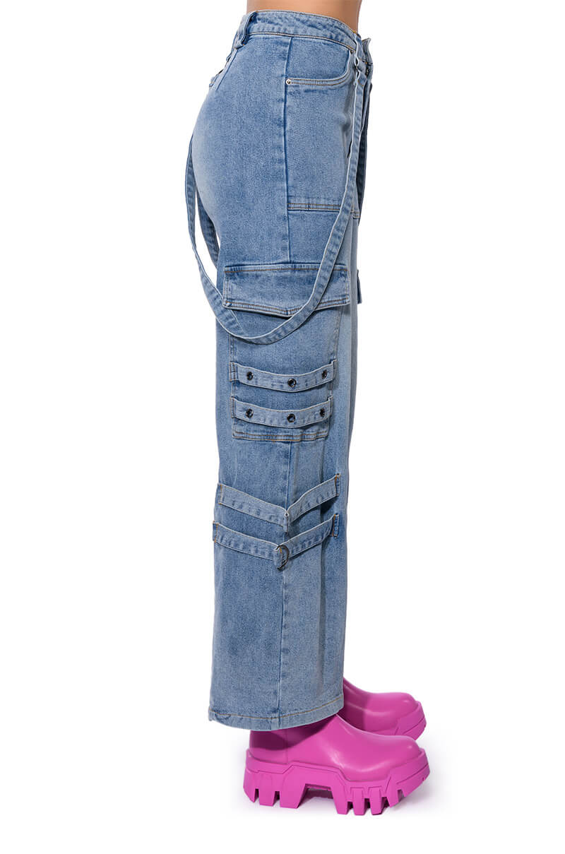 DON'T TAKE HIM BACK HIGH RISE WIDE LEG CARGO PANTS