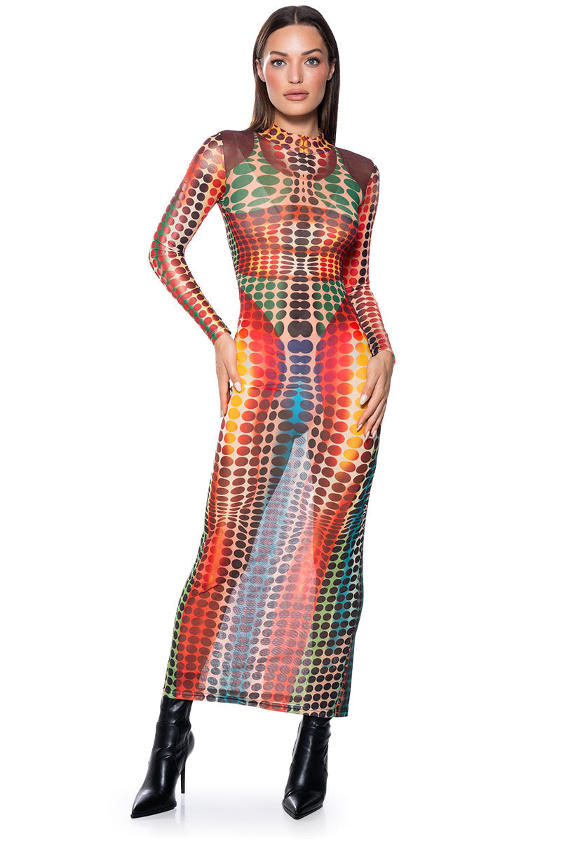 DOTTY MESH MAXI DRESS