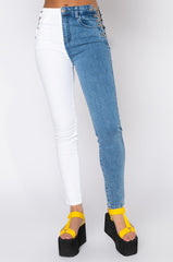 DOUBLE FACE CHAIN SKINNY JEANS