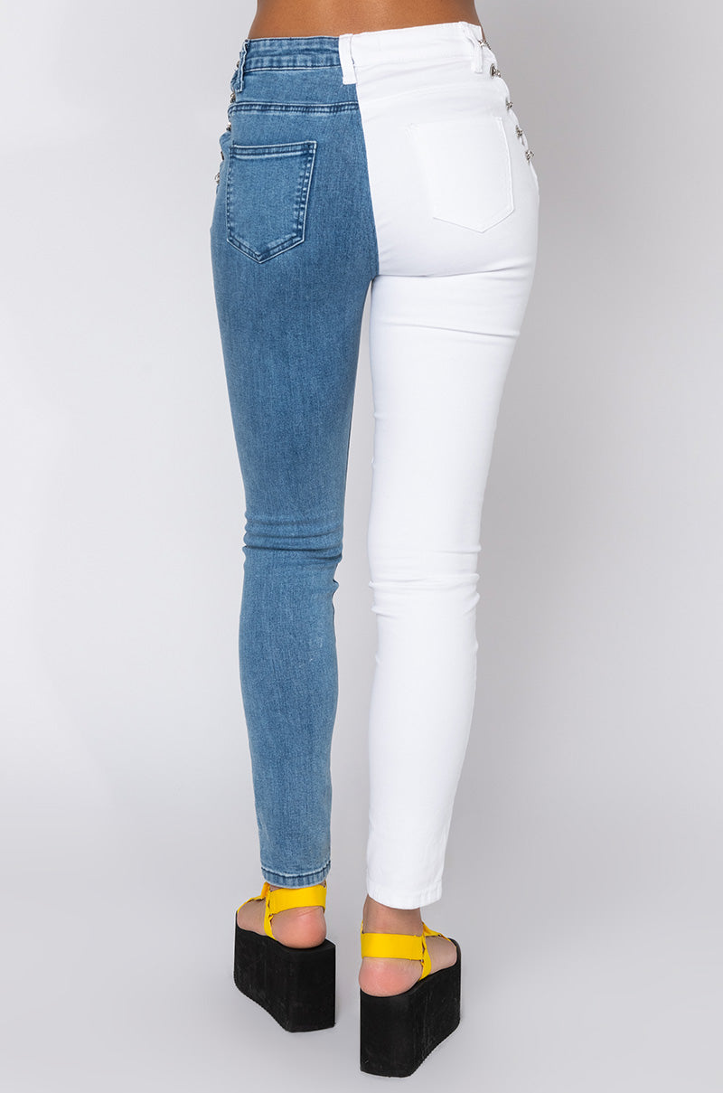 DOUBLE FACE CHAIN SKINNY JEANS