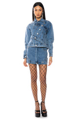 DOUBLE TIME DENIM MINI SKIRT