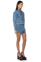 DOUBLE TIME DENIM MINI SKIRT