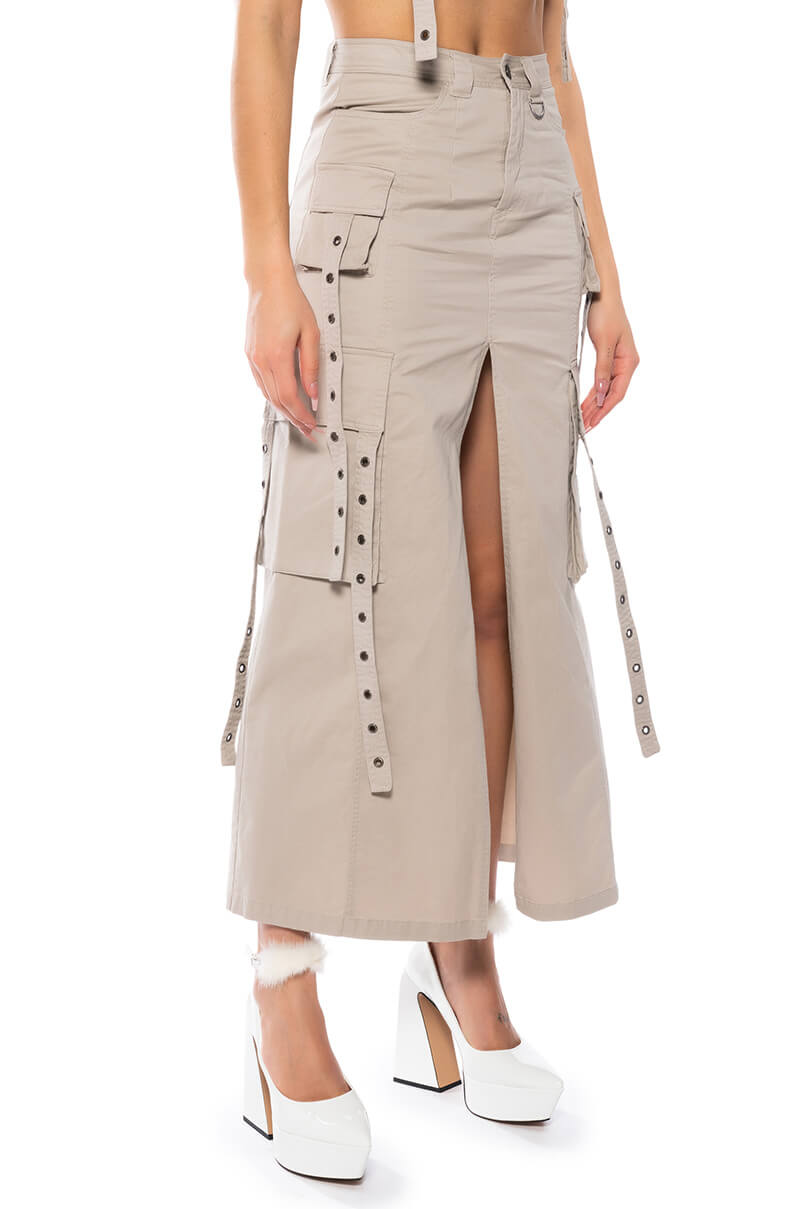 DOWN FOR ANYTHING CARGO MAXI SKIRT