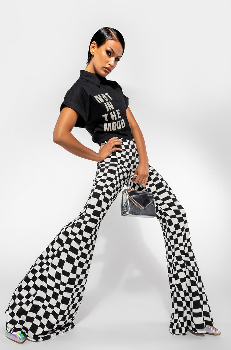 DOWN TO BUSINESS MESH FLARE PANT