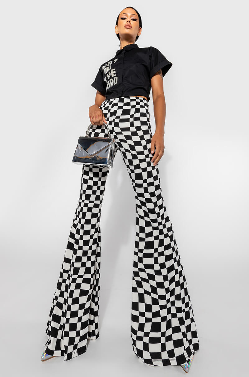 DOWN TO BUSINESS MESH FLARE PANT