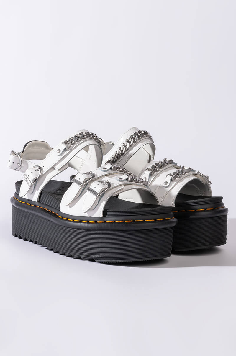 DR. MARTENS VOSS II QUAD CHAIN PATENT LAMPER SANDALS