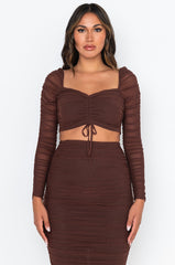 DRAMA FREE CINCHED MESH BLOUSE