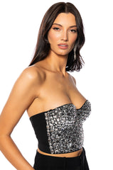 DRENCHED IN DIAMONDS RHINESTONE BUSTIER